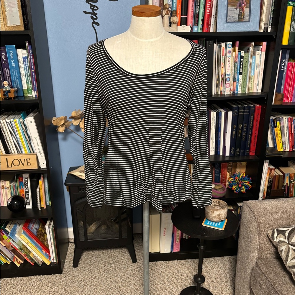 Boden Monochrome Striped Long Sleeve Top